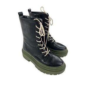 Steve Madden Mansel Lace Up Combat Boots in Black & Green